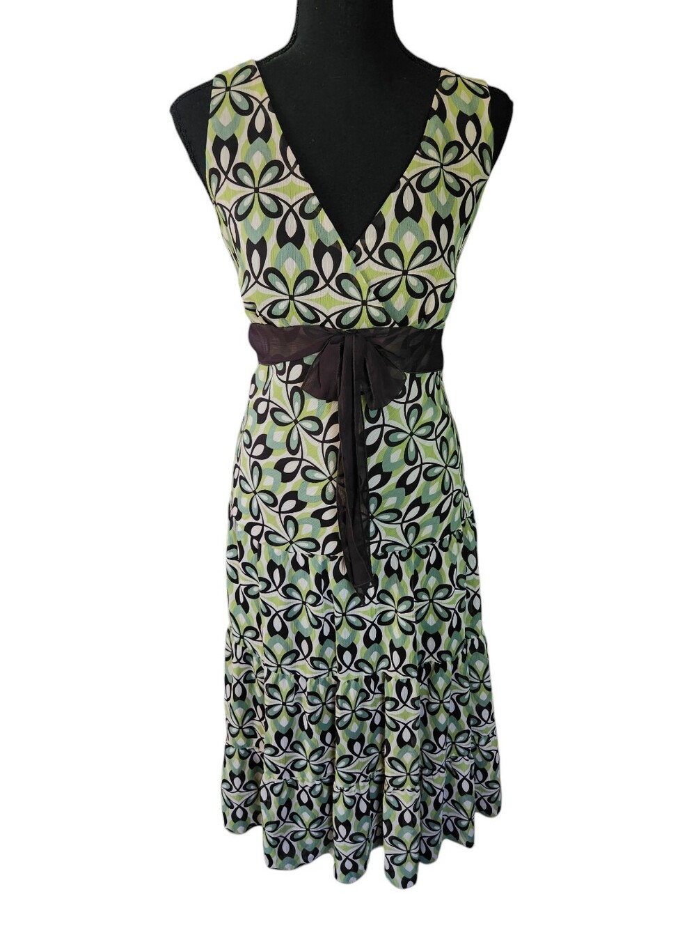 Y2K Flowy Empire Waist Babydoll Bow Dress Sz 14